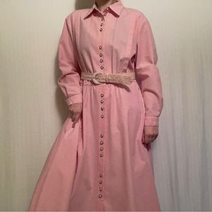 Vintage 80s Pastel Pink Belted Dress